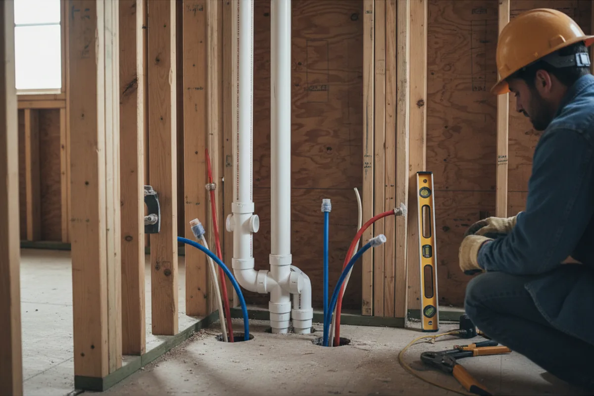 Drain and supply rough-in during Leak Detection in Dalton