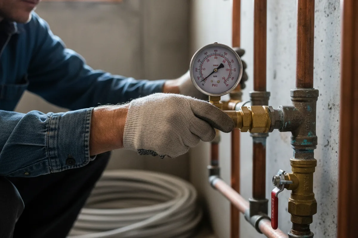Pressure testing a repaired line during Water Line Repair in Dalton